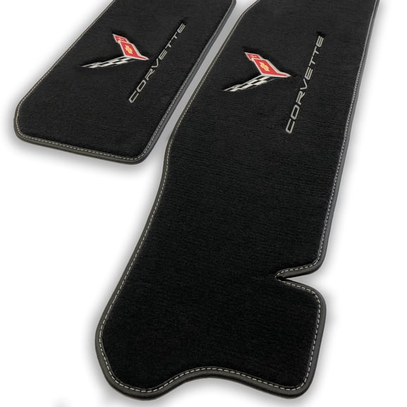 Lloyd Mats Custom Fit Floor Mats for Corvette C8 Coupe 2020-ON LogoMat Frunk & Trunk Charcoal