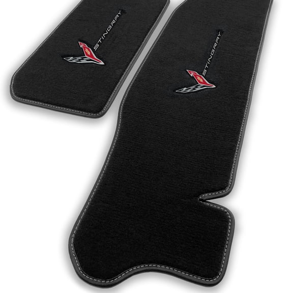 Lloyd Mats Custom Fit Floor Mats for Corvette C8 Coupe 2020-ON LogoMat Frunk & Trunk Charcoal