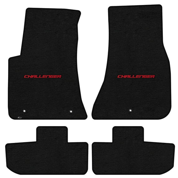 Lloyd Mats LogoMat Custom-Fit 4PC Carpet Floor Mats for 2011-2023 Dodge Challenger RWD, Charcoal