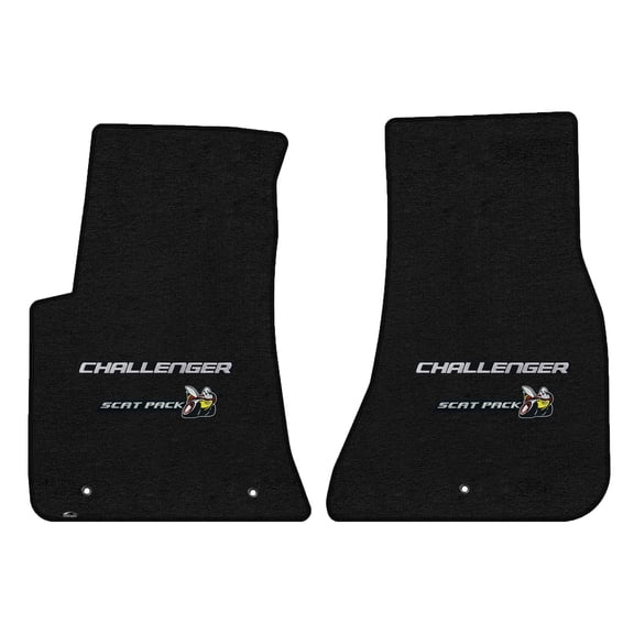 Lloyd Mats LogoMat Custom-Fit 2PC Carpet Floor Mats for 2015-2023 Dodge Challenger RWD, Charcoal