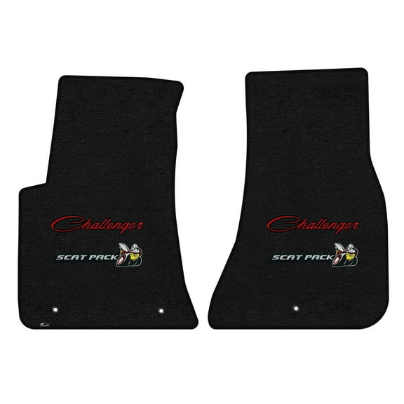 Lloyd Mats LogoMat Custom-Fit 2PC Carpet Floor Mats for 2015-2023 Dodge Challenger RWD, Charcoal