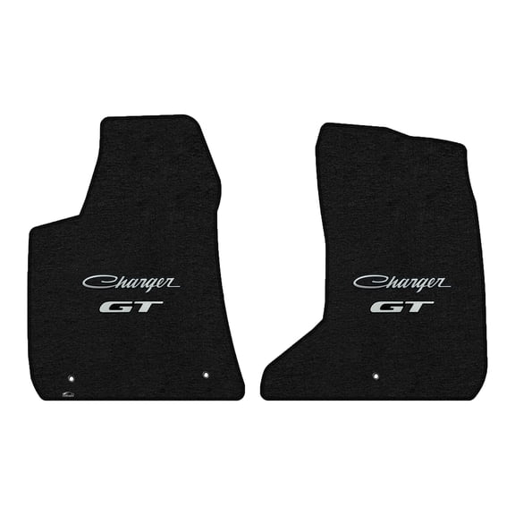 Lloyd Mats LogoMat Custom-Fit 2PC Carpet Floor Mats for 2018-2023 Dodge Charger AWD, Charcoal