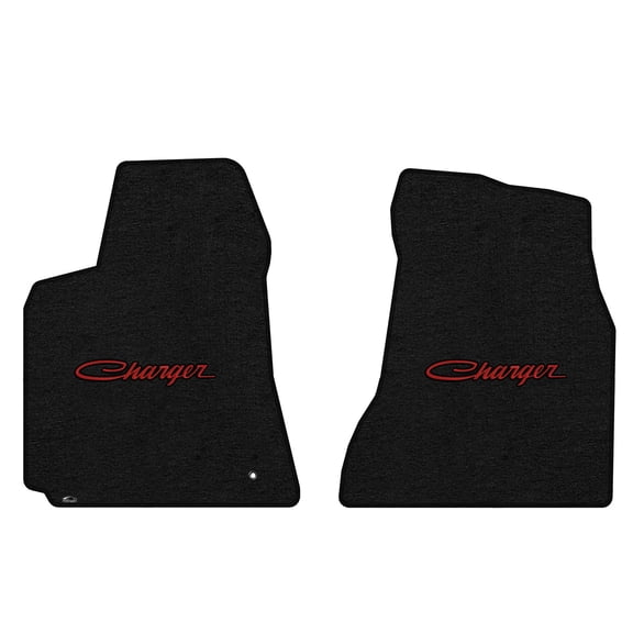 Lloyd Mats LogoMat Custom-Fit 2PC Carpet Floor Mats for 2006-2010 Dodge Charger RWD, Charcoal