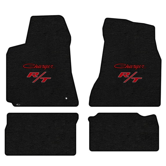 Lloyd Mats LogoMat Custom-Fit 4PC Carpet Floor Mats for 2006-2010 Dodge Charger RWD, Charcoal