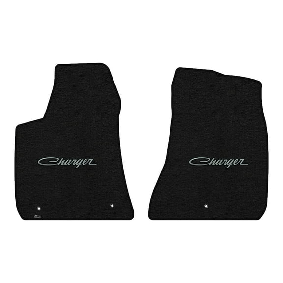 Lloyd Mats LogoMat Custom-Fit 2PC Carpet Floor Mats for 2011-2023 Dodge Charger RWD, Charcoal