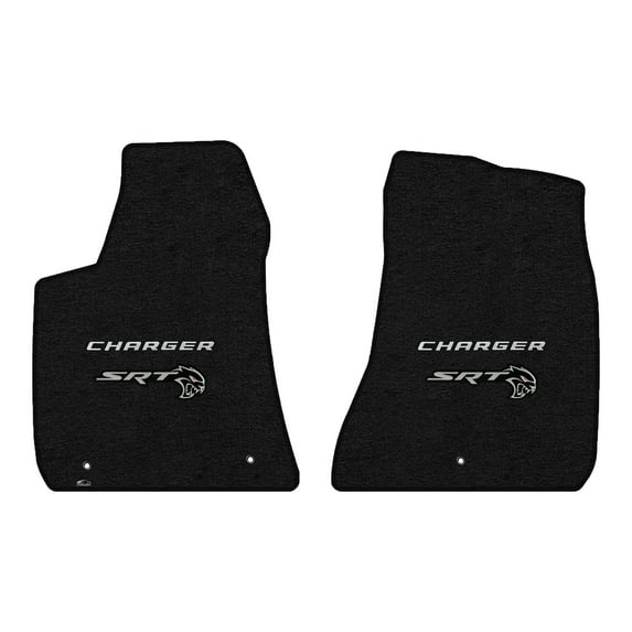 Lloyd Mats LogoMat Custom-Fit 2PC Carpet Floor Mats for 2021-2023 Dodge Charger RWD, Charcoal