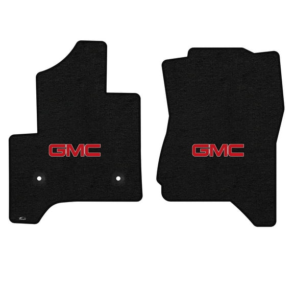 Lloyd Mats LogoMat Custom-Fit 2PC Carpet Floor Mats for 2015-2019 GMC Sierra 2500/3500 Crew Cab or Double Cab, Charcoal