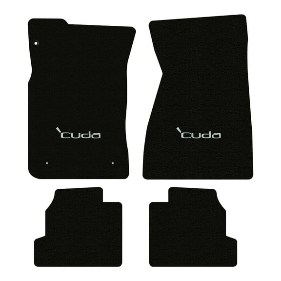 Lloyd Mats LogoMat Custom-Fit 4PC Carpet Floor Mats for 1970-1974 Plymouth Barracuda w/Auto Transmission, Black