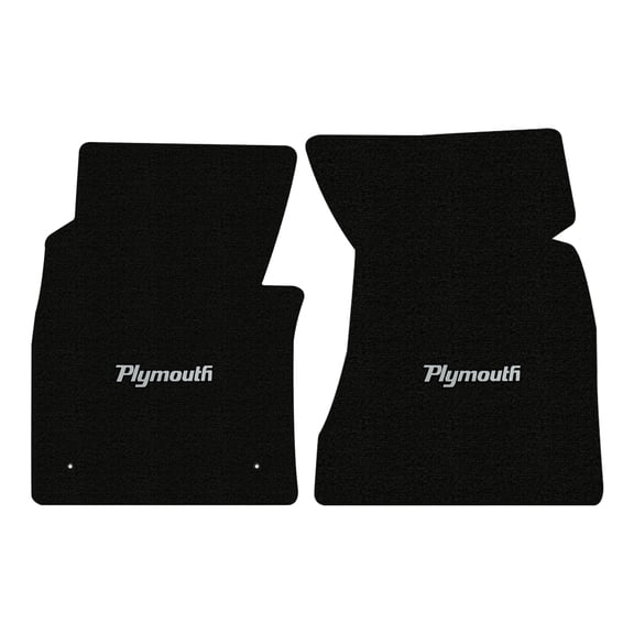 Lloyd Mats LogoMat Custom-Fit 2PC Carpet Floor Mats for 1964-1966 Plymouth Barracuda w/Manual Transmission, Black