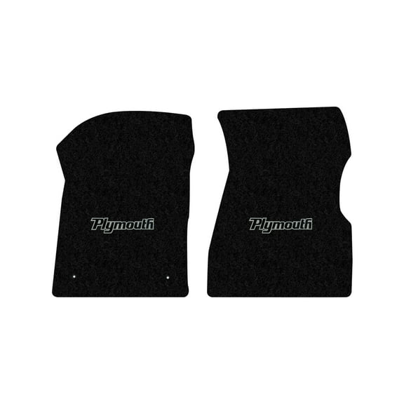 Lloyd Mats LogoMat Custom-Fit 2PC Carpet Floor Mats for 1970-1976 Plymouth Duster w/Manual Transmission, Black