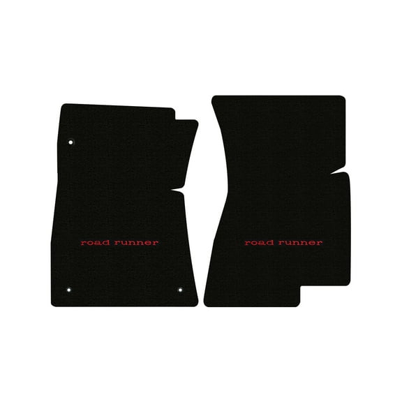 Lloyd Mats LogoMat Custom-Fit 2PC Carpet Floor Mats for 1971-1975 Plymouth Road Runner w/Bucket Seats, Black