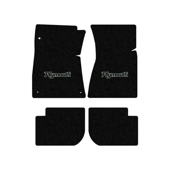 Lloyd Mats LogoMat Custom-Fit 4PC Carpet Floor Mats for 1971-1975 Plymouth Road Runner w/Front Bucket Seats, Black