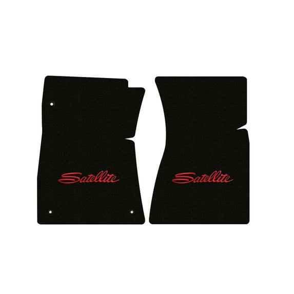 Lloyd Mats LogoMat Custom-Fit 2PC Carpet Floor Mats for 1971-1974 Plymouth Satellite 2-door w/Bench, Black
