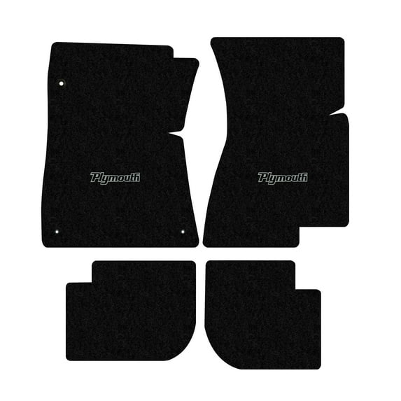 Lloyd Mats LogoMat Custom-Fit 4PC Carpet Floor Mats for 1971-1974 Plymouth Satellite 2-door w/Front Bench Seat, Black