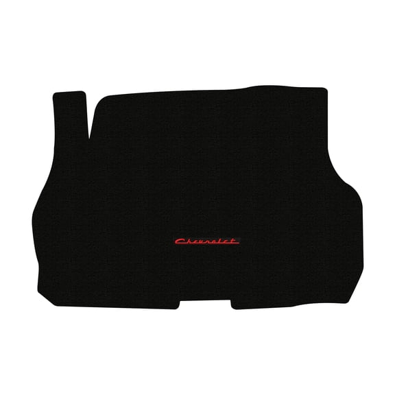 Lloyd Mats LogoMat Custom-Fit Carpet Trunk Mat for 1955-1957 Chevrolet Bel Air w/o Spare Tire Cutout, Black