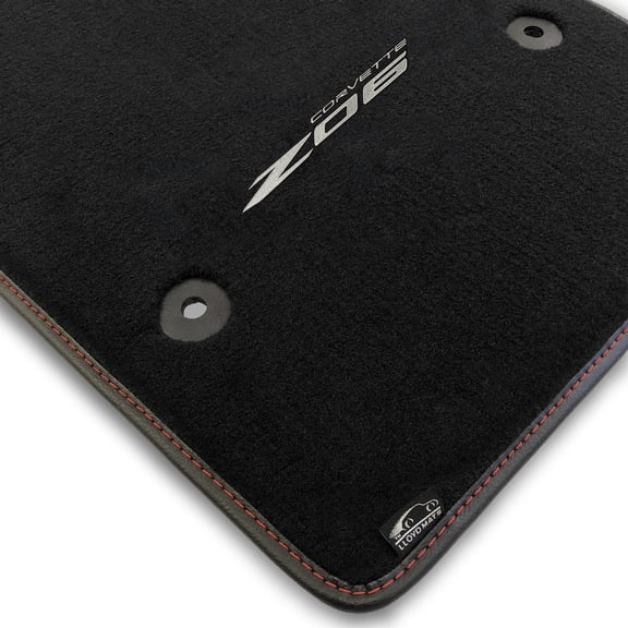 Lloyd Mats LogoMat Custom-Fit 2PC Carpet Floor Mats for 2023-2026 Chevrolet C8 Corvette (No E-RAY), Charcoal