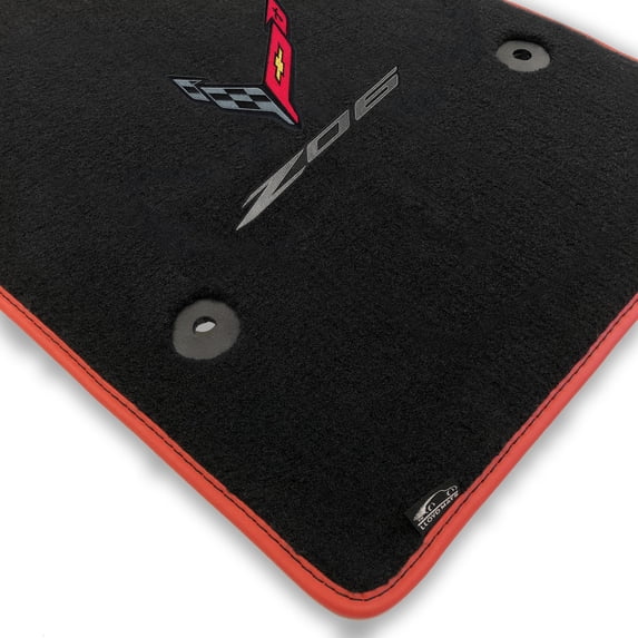 Lloyd Mats LogoMat Custom-Fit 2PC Carpet Floor Mats for 2023-2026 Chevrolet C8 Corvette (No E-RAY), Charcoal