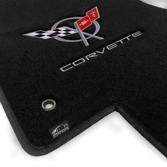 Lloyd Mats LogoMat Custom-Fit 2PC Carpet Floor Mats for 1997-2004 Chevrolet C5 Corvette, Black