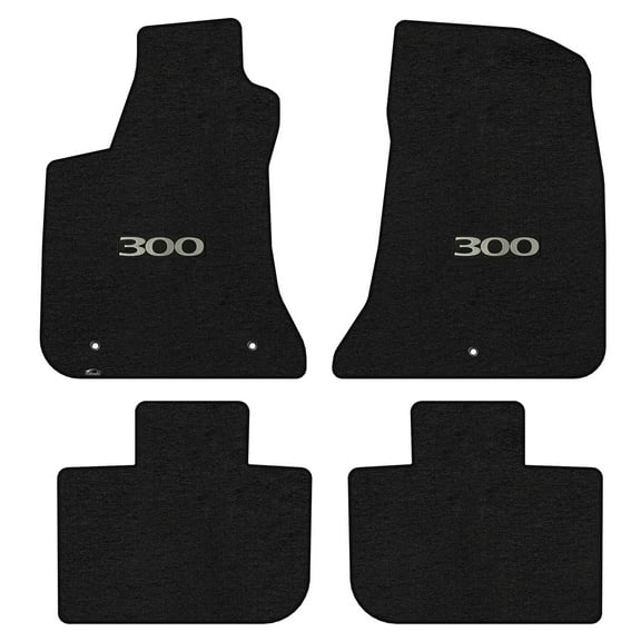 Lloyd Mats LogoMat Custom-Fit 4PC Carpet Floor Mats for 2011-2023 Chrysler 300 RWD, Charcoal