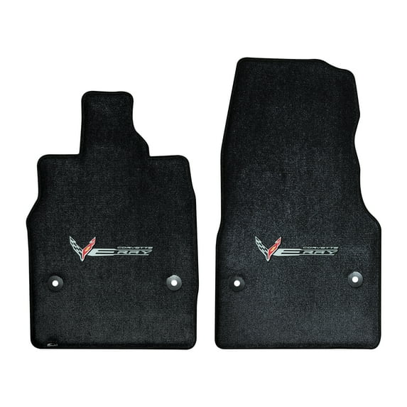 Lloyd Mats LogoMat Custom-Fit 2PC Carpet Floor Mats for 2024-2026 Chevrolet C8 Corvette E-RAY, Charcoal
