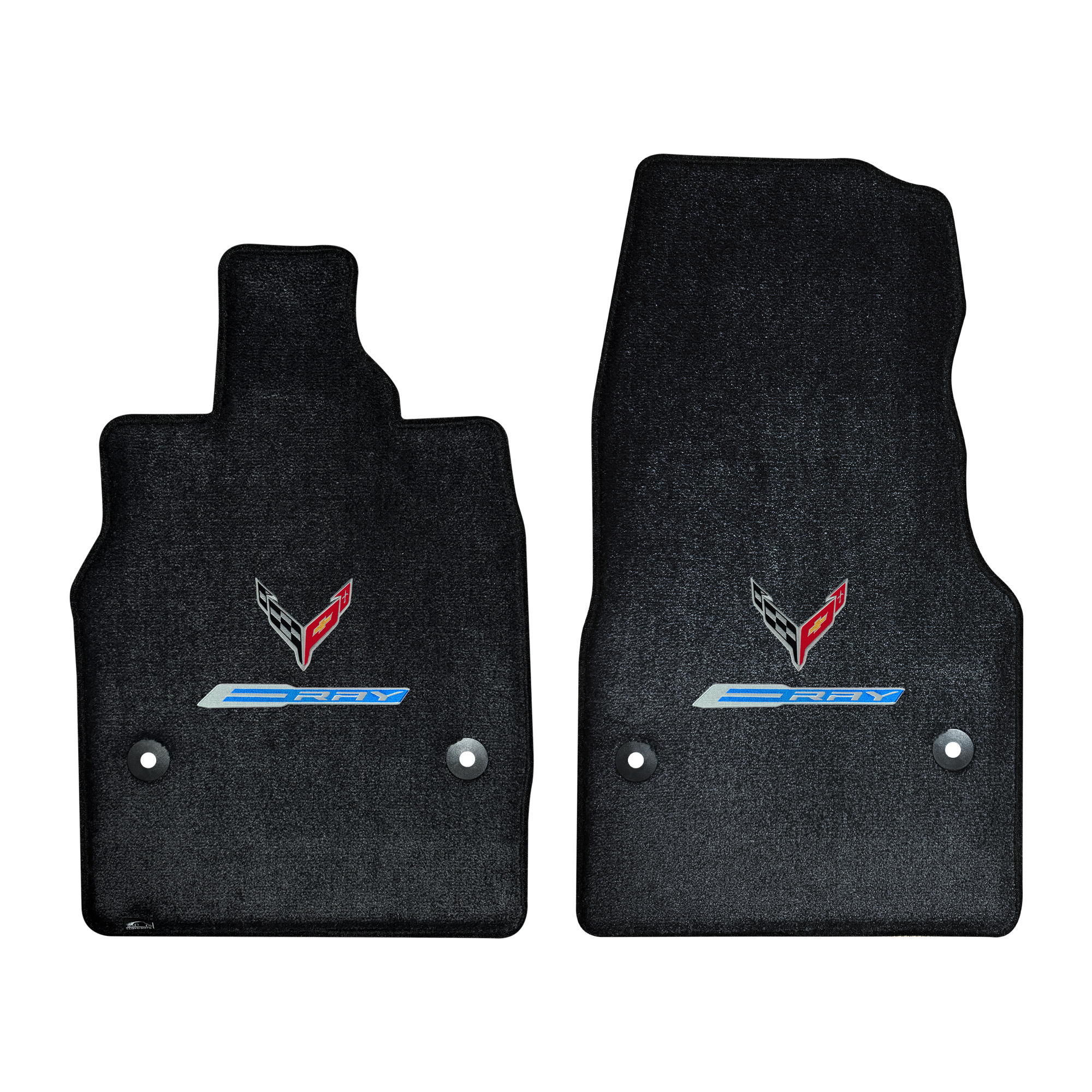 Lloyd Mats Red Carpet Floor Mats For Chevy Corvette C5 1997-2004 | 2PC Front Set With Black Flags Logo