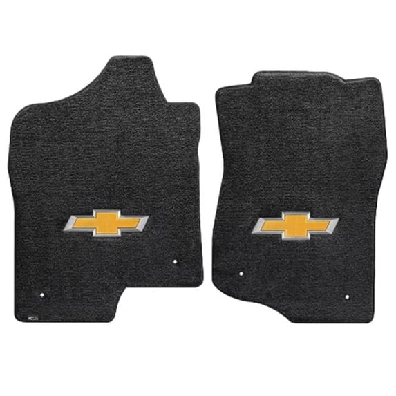 Lloyd Mats Silverado 2014-2015 2 Piece Front Ebony Ultimat Gold Bowtie Logo Mat - Ebony