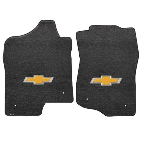 Lloyd Mats Silverado 2014-2015 2 Piece Front Ebony Velourtex Gold Bowtie Logo Mat - Ebony