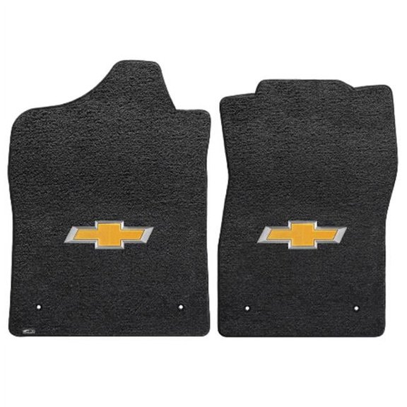 Lloyd Mats Silverado 2014-2015 Std Cab 2 Piece Front Ebony Ultimat Gold Bowtie Logo Mat - Ebony