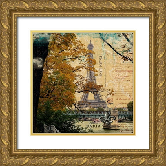 Lloyd, Sandy 12x12 Gold Ornate Wood Framed with Double Matting Museum Art Print Titled - Eiffel Romance III