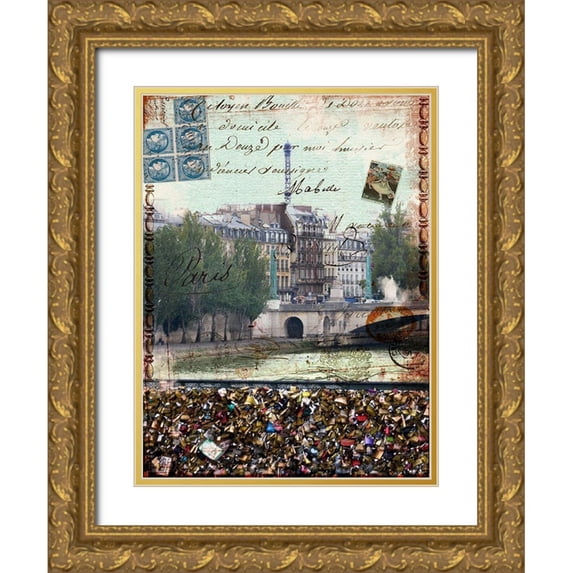 Lloyd, Sandy 15x18 Gold Ornate Wood Framed with Double Matting Museum Art Print Titled - Postcards of Paris IX