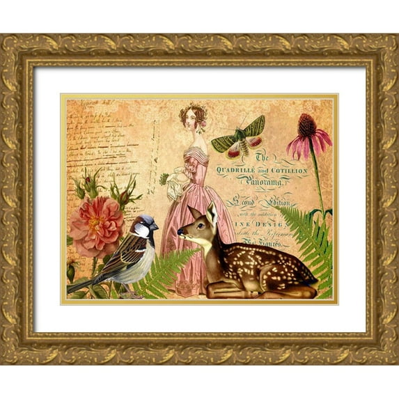 Lloyd, Sandy 32x25 Gold Ornate Wood Framed with Double Matting Museum Art Print Titled - Postcards of Paris III