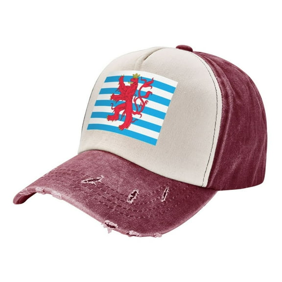Lluxembourgers-Civil-Ensign Pattern Baseball Cap Distressed Adjustable Vintage Cotton Denim Hat for Women Men
