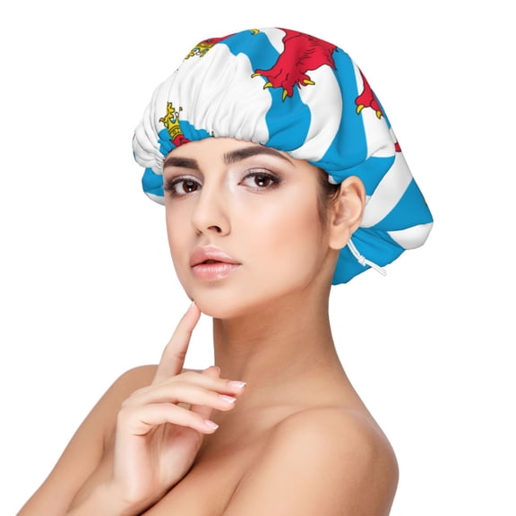 Lluxembourgers-Civil-Ensign Pattern Satin Bonnet Adjustable Hair Bonnet For Sleeping Hair Bonnets For Women Curly Natural Hair
