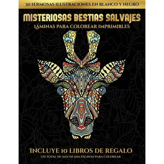 Lminas para colorear imprimibles Misteriosas bestias salvajes : Este libro contiene 30 lminas para colorear que se pueden usar para pintarlas, . e incluye otros 19 l 5 Spanish Ed 1839146575