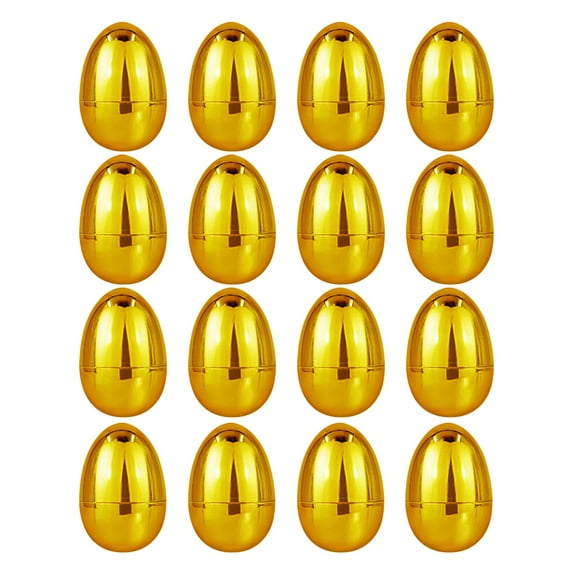 LmnLft 16pc Metallic Easter Egg Set - 2.36" Fillable Plastic Eggs with Glitter Finish for Candy/Treat Storage, Egg Hunt Games & Basket Stuffers