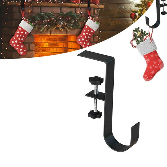 LmnLft 2 in 1 Garland Stocking Hangers, Fireplace Stocking and Garland Hanger, No Drill Mantel Holders, Adjustable Heavy Duty Hangers for Home Christmas Decoration (1PC)
