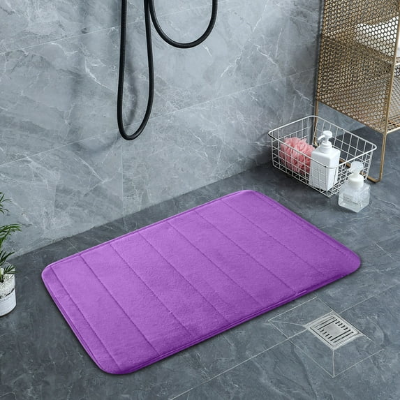 LmnLft 2-Pack Thick Coral Velvet Memory Foam Floor Mats - Solid Color Kitchen & Bathroom Foot Mats for Comfort and Style