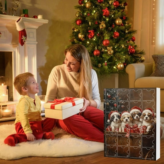 LmnLft 2025 Christmas Pet Dog Advent Calendar, 24 Days Acrylic Dog Ornaments Christmas Countdown Calendar,Christmas Tree Decoration Acrylic Pendant,Christmas Gift for Dog Lovers/Kids/Adults