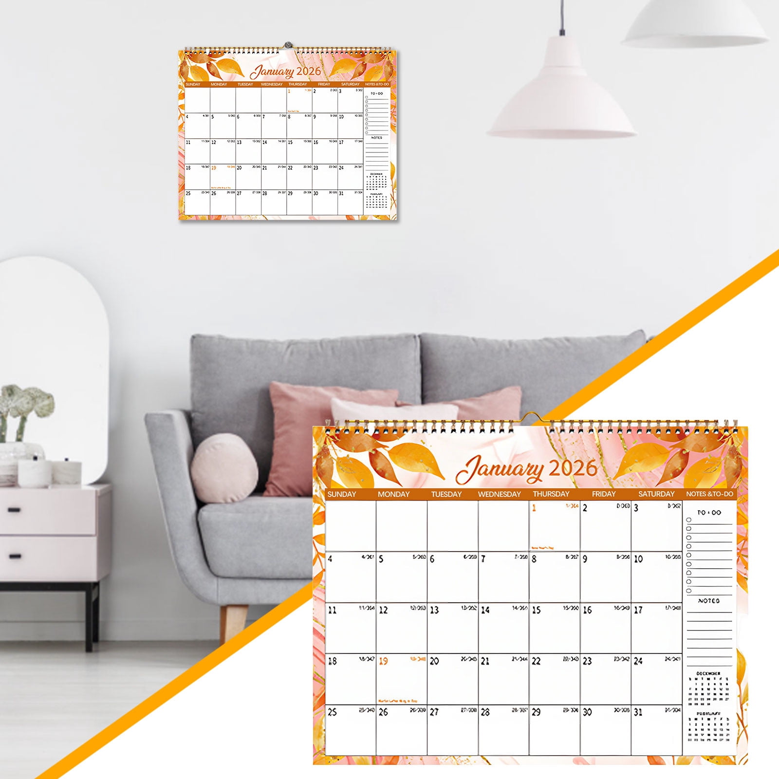 LmnLft 2026 Wall Calendar Floral,12 Months (Jan-Dec) Hanging Daily ...