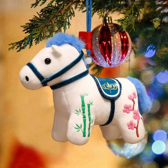 LmnLft 2026 Year of The Horse Mascot Figurine, Horse Plush Ornament Mascot, Chinese Zodiac Horse Pendant Statues for Tabletop Home Office Decors, Zodiac New Year Blessing Souvenir