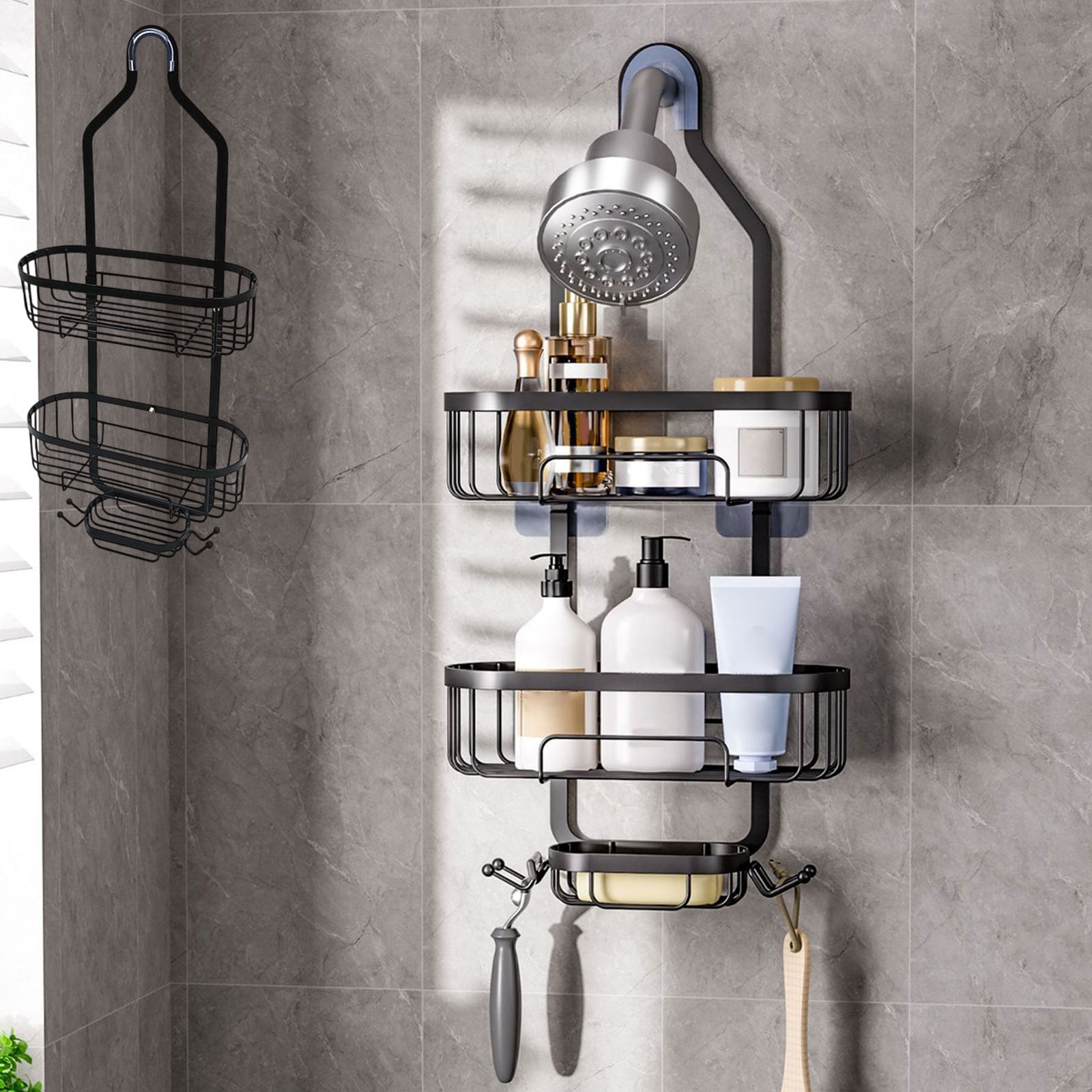 LmnLft 3-Tier Over Shower Caddy - Stainless Steel Bath Organizer with ...