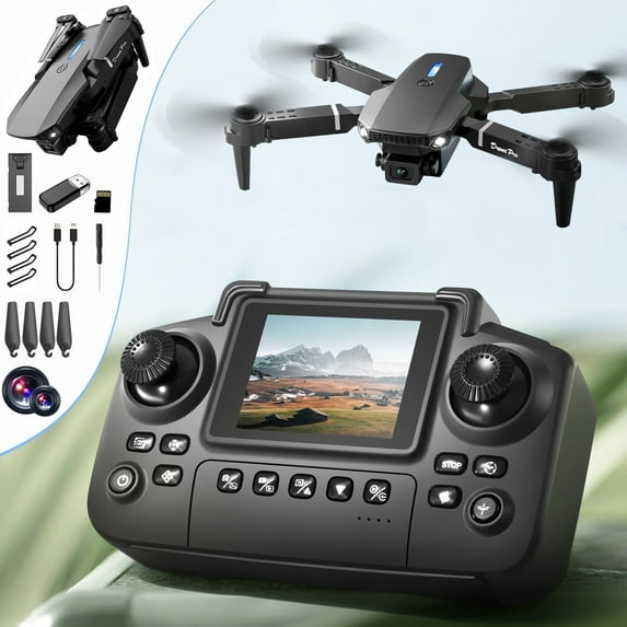 LmnLft 1080P Camera Drone with Remote Screen - Altitude Hold RC Quadcopter for Beginners, Foldable Design with 2.4Ghz Control for Kids & Adults