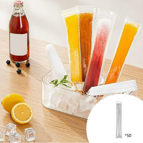 LmnLft 50-Count Reusable Popsicle Molds Bags - Leakproof DIY Ice Pop Sleeves for Homemade Frozen Treats, BPA-Free Food Grade Plastic