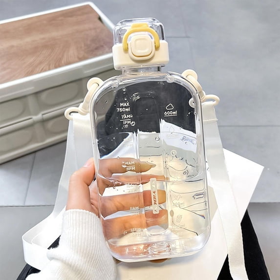 LmnLft 750ML Flat Water Bottle Travel Flask Portable BPA Free Square Water Bottle,Exquisite Water Cup Low Temperature Storage Fast Heat Dissipation,for Travel,Gym,and Camping | School Opening Season