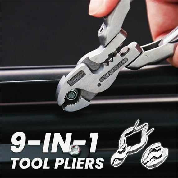LmnLft 9-in-1 Mini Turtleback Multi-Tool Pliers - Stainless Steel Portable Screwdriver Set with Wire Cutters for Emergency Repairs & DIY