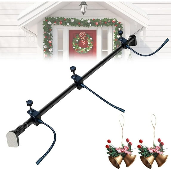 LmnLft Adjustable Front Door Garland Hanger, Heavy-Duty Over-The-Door Wreath and Light Holder