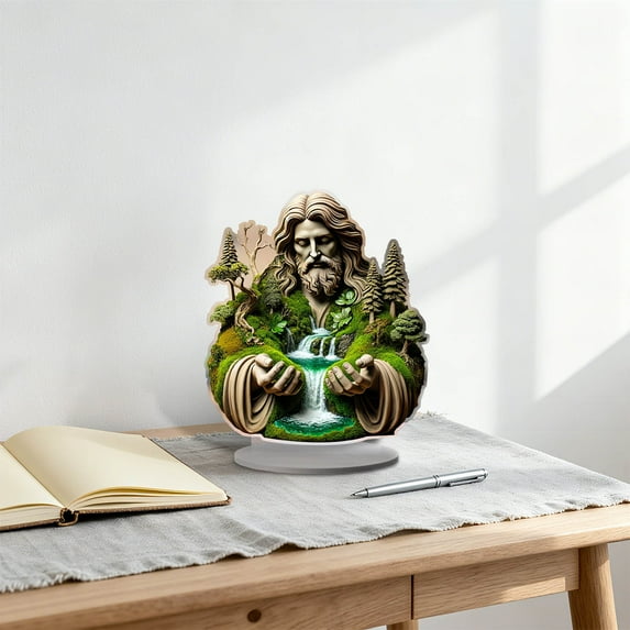 LmnLft Angel Wings Cross Table Decoration, Elegant Boho-Inspired Christmas Acrylic Statue, Religious Home Décor for Office, Living Room, or Bedroom Display