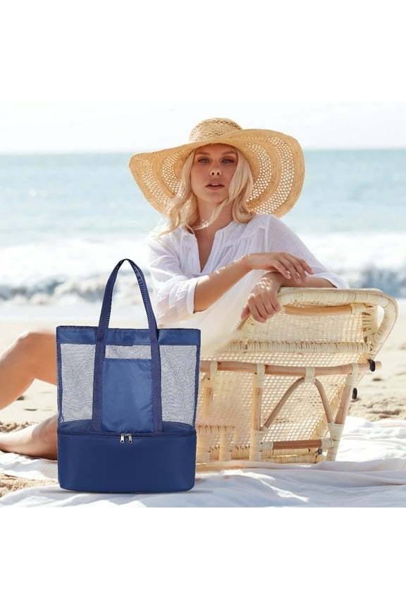 Beach Swim Bag, Insulated Handbag with Dry Wet Compartments, Large Capacity Clothes Storage for Travel Pool Day