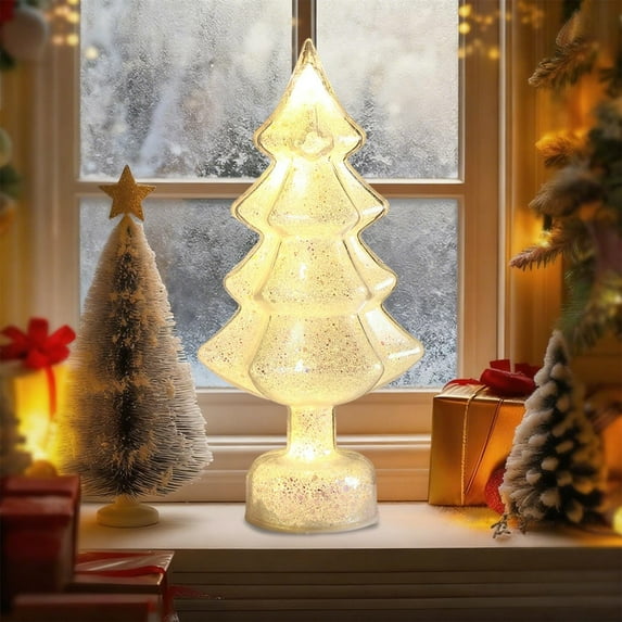 LmnLft Candy Color LED Light-Up Christmas Tree, Glitter Table Lamp, Color Changing Night Light Decoration for Home or Office
