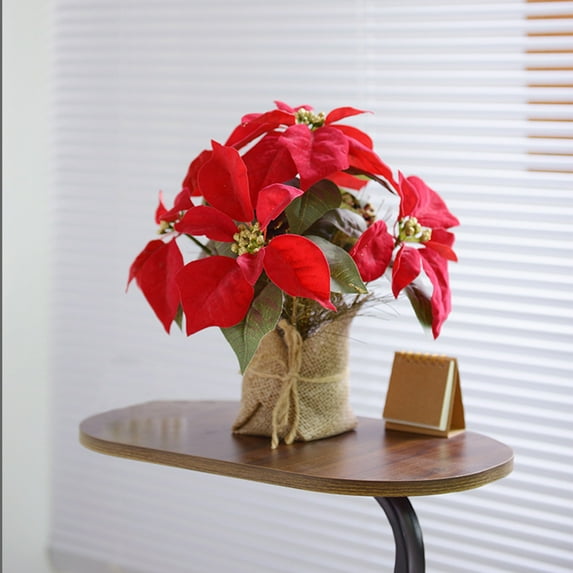 LmnLft Christmas Artificial Flowers, Poinsettia Potted Plants with Pine Cones, Tabletop Christmas Decorations for Home, Garden, Window and Holiday Centerpiece